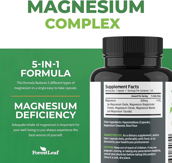 ForestLeaf Riboflavin &amp Magnesium Migraine Supplement - Riboflavin 400mg for Headache Relief - Ultimate Magnesium Bundle with B2 Vitamin 400mg for Headache Migraine Relief Capsules