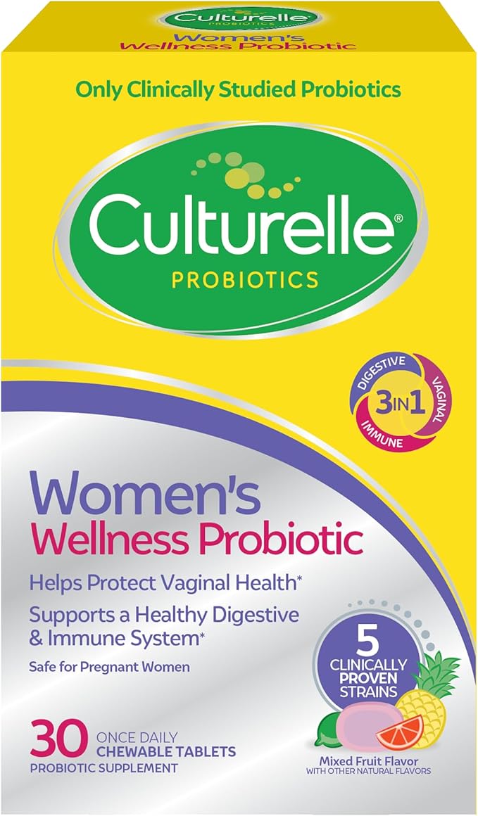 Culturelle Women’s Wellness Daily Chewable Probiotics for Women - Supports Digestive Vaginal and Immune Health Occasional Diarrhea Gas &amp Bloating - Non-GMO - 30 Count