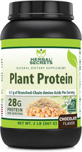 Herbal Secrets Plant Protein 2 Lb Powder | 28 Grams Protein per Serving | 6.1 Grams BCAA | Vegan Supplement | 23 Servings | Made in USA (2 Lb Chocolate)