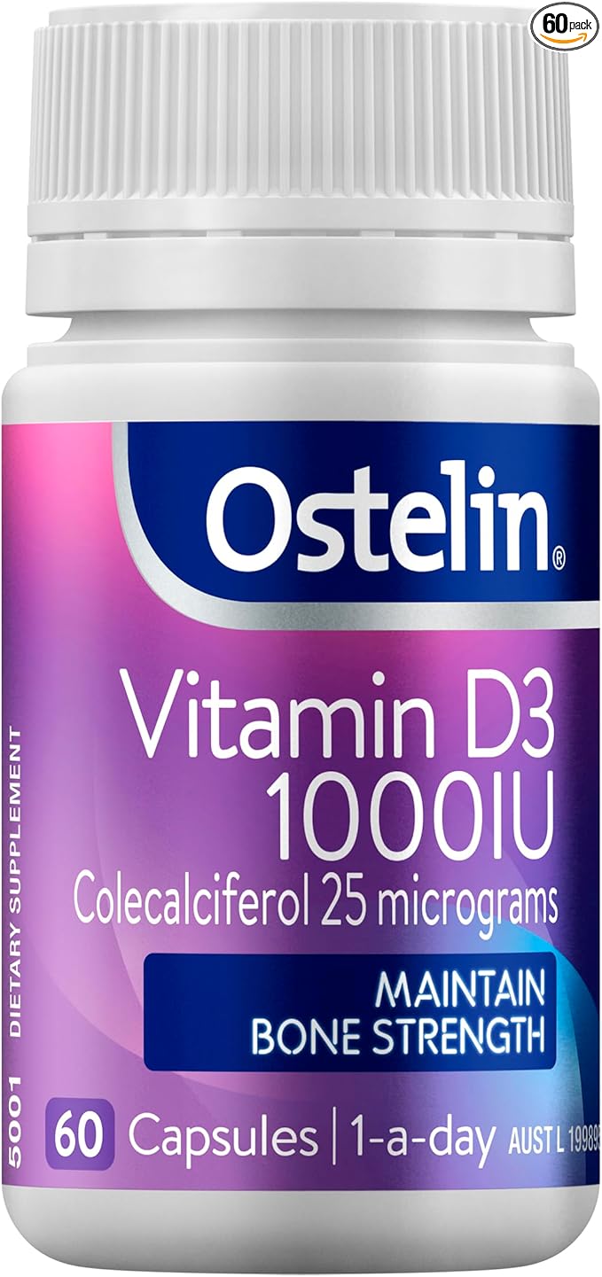 Vitamin D3 for Keeping Bones and Muscle Healthy and Strong - Boost Your Immune System - 1000IU - 1 Daily Supplement - 60 Capsules