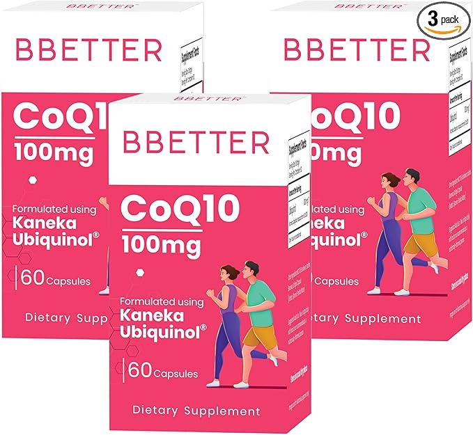 BBETTER CoQ10 – 100 mg with Kaneka Ubiquinol Active Form of Coenzyme Q10 -Supports Cellular Health &amp Heart Health - Natural Energy Production- High-Absorption Formula - 180 Softgels
