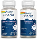 SOLARAY ProSorb Ashwagandha Supplements 18X Absorption and Turmeric Curcumin Supplements 29X Absorption Occasional Stress Mood and Joint Health Support Vegan 60-Day Guarantee 30 VegCaps