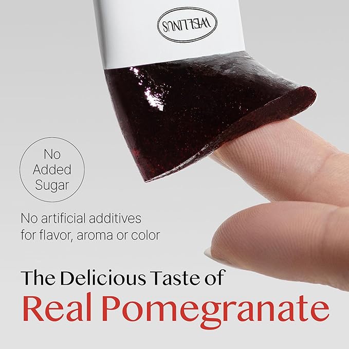 Korean Collagen Jelly Sticks - 25 Pomegranate Flavored Marine Collagen Peptide Snacks for Anti-Aging- Collagen Protein Sugar-Free Travel Packs for Hair &amp Nail Strength