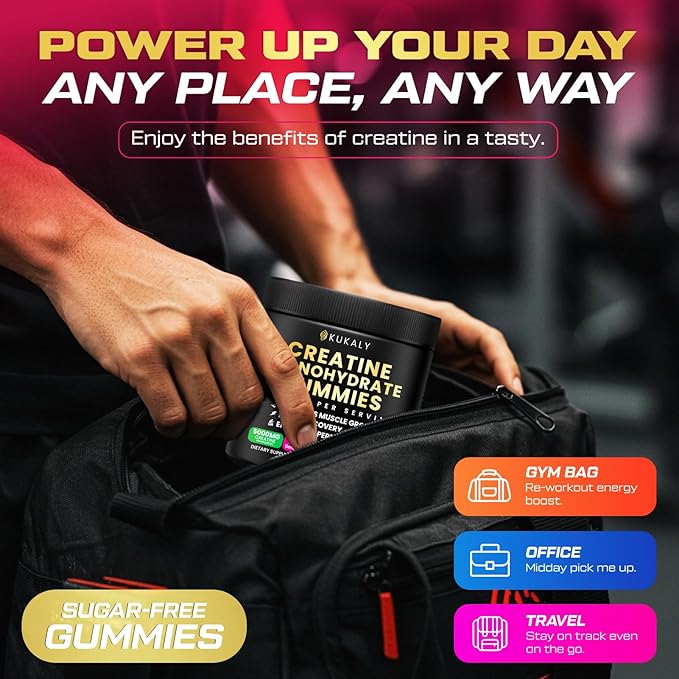 Creatine Monohydrate Gummies for Men &amp Women 9000MG Creatine Gummies Sugar Free with L-Taurine BCAA 2:1 B12 B6 for Boost Strength Focus &amp Endurance Vegan Non-GMO Raspberry 120*2 Bottle