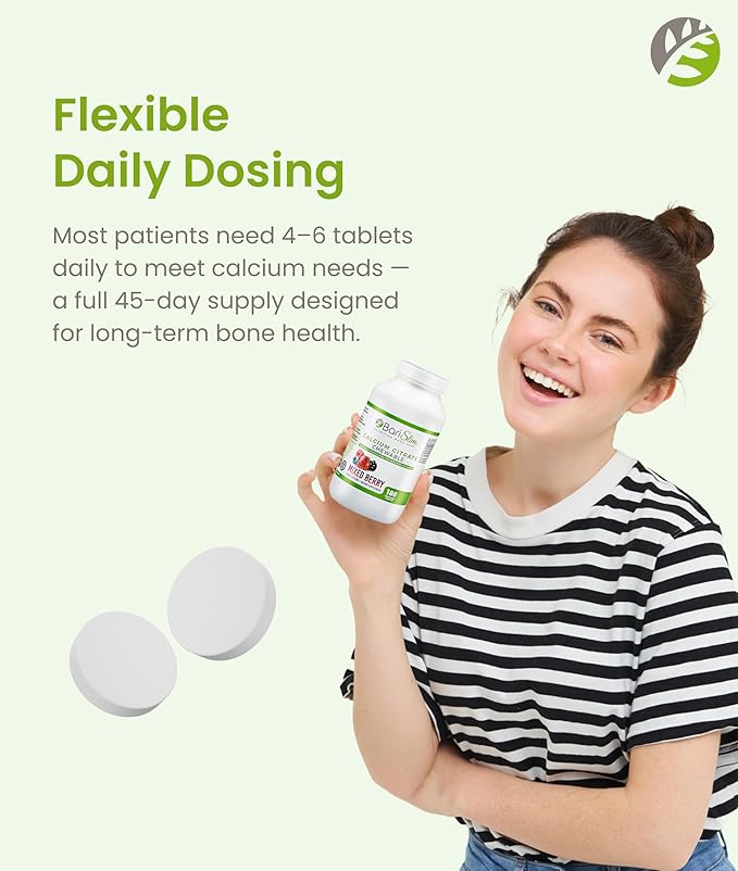 BariSlim Bariatric Calcium Citrate with Magnesium &amp Vitamin D Tabs - 500mg Calcium Citrate - Formulated for Post Weight Loss Surgery - Supports Bone Health | Mixed Berry | 180 Tablets