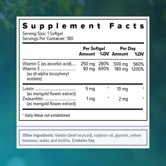 Focus Vitamins | Focus Select Zinc Free Formula | 180 Softgel Capsules | AREDS2 Based Formula | Eye Vitamin &amp Supplement | Easy to Swallow Pill