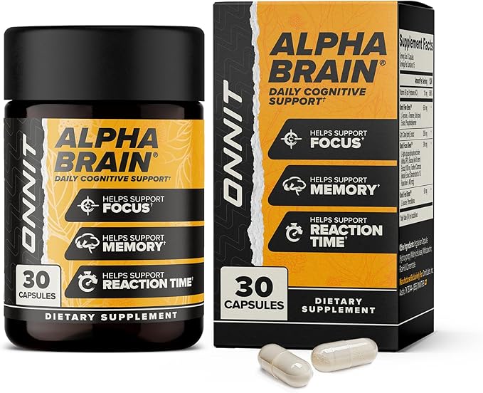 ONNIT Alpha Brain Nootropic Brain Supplement for Focus Memory Mental Clarity Cognitive Support with L-Theanine and Vitamin B6 30 Count Capsules