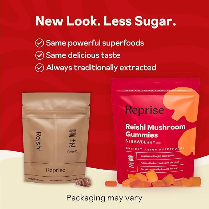 Reishi Mushroom Gummies | Hongo Reishi Mushroom Supplement (Lingzhi Ganoderma Lucidum) | Full Spectrum Stress Gummies for Adults | Red Reishi Mushroom | Strawberry Flavor | 45 Count (Pack of 3)