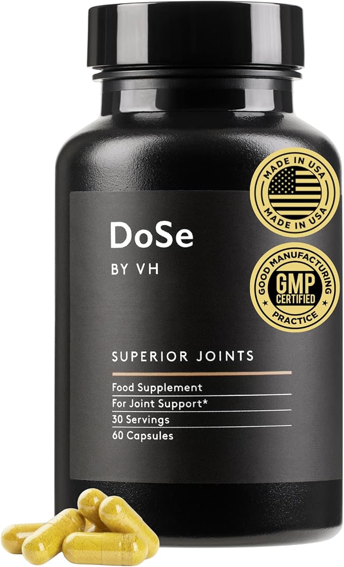 DoSe by VH Superior Joints with NEM Turmeric Ginger &amp Hyaluronic Acid – Supports Flexibility Mobility &amp Joint Comfort – Vegan Capsules (60 Count)