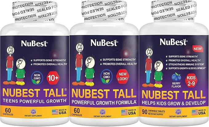 NuBest Bundle Tall 3 Extra Height Growth Tall 10 Tall 10 Tall Kids 90 Chewable Tablets | Growth Support for Kids &amp Teens