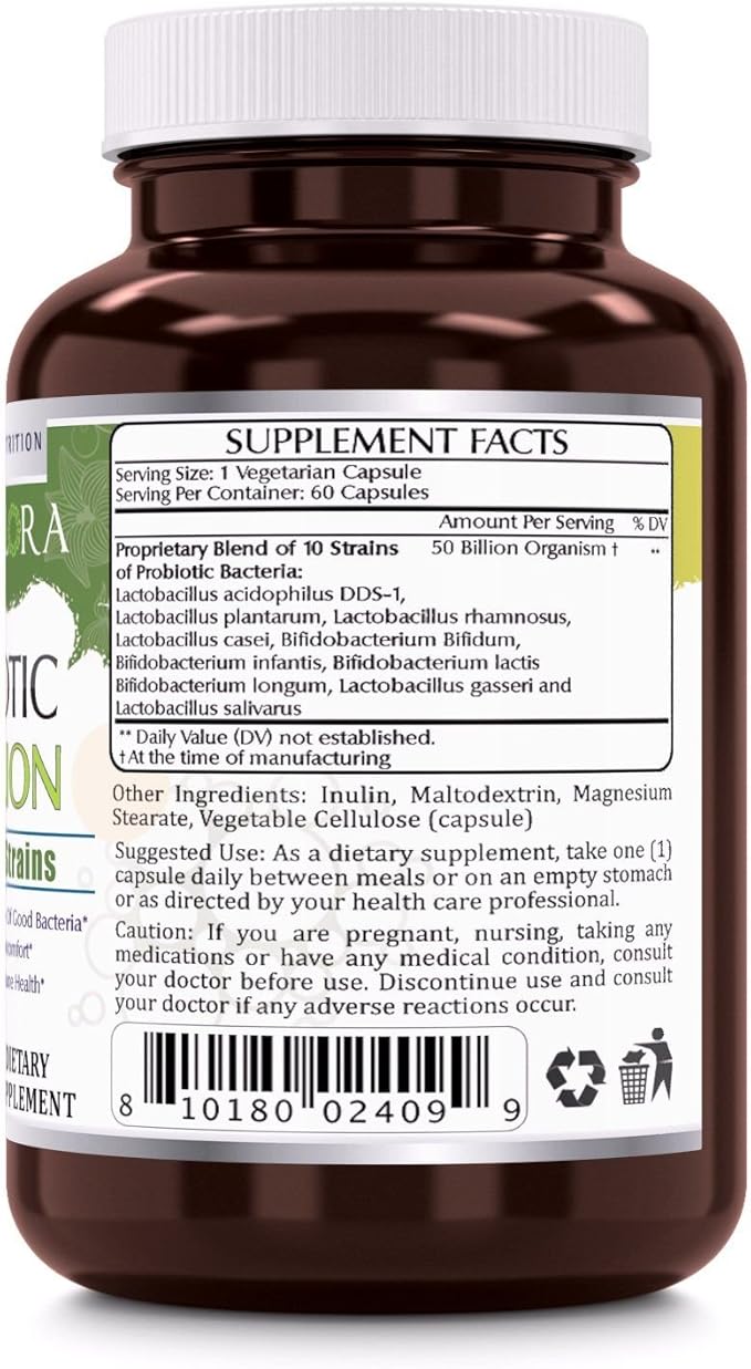 Probiotic 50 Billion with 10 Best Probiotics Strains Including Acidophilus plantarum rhamnosus etc * Supports Digestive &amp Immune Health * Veggie Capsules (60 Count)