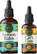 HERBAMAMA Herbal Liquid Drops Kit - Bundle of Lemon Balm 4 fl oz &amp Cat's Claw Tincture 2 fl oz - Vegan Non-GMO Sugar &amp Alcohol-Free - 2 Pack