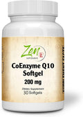 Zen Supplements CoEnzyme Q10 200mg - Coq 10 in Vitamin E Oil - Antioxidant Support Heart Health Energy Healthy Cholesterol - Non-GMO &amp Gluten Free 30-Softgel