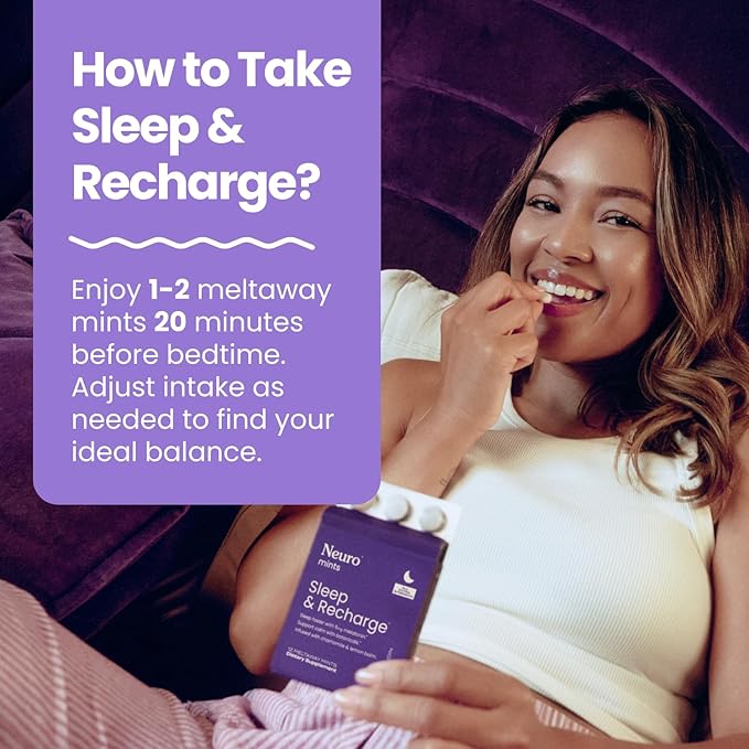 Neuro Sleep &amp Recharge Meltaway Mints - Contains Melatonin 5mg Chamomile &amp Elderberry - Travel Aid for Nighttime Relaxation &amp Healthy Sleep Cycle - Night Berry 144 ct