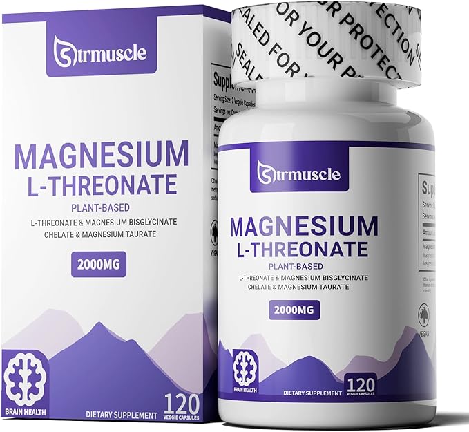 Magnesium L-Threonate Plant-Based by Strmuscle™ Supplement for Insomniacs Sleep Formula 2000mg 60 Day Sleep &amp Brain Support Vegetarian Friendly 02