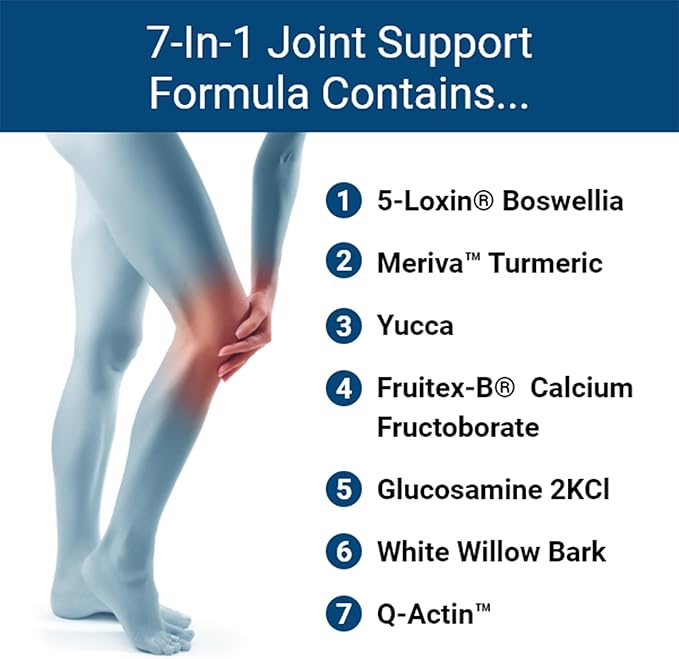 Advanced Bionutritionals Advanced Joint Support Supplement Relieve Joint Discomfort Calcium Glucosamine 5-Loxin Manufactured in The USA 120 Tablets