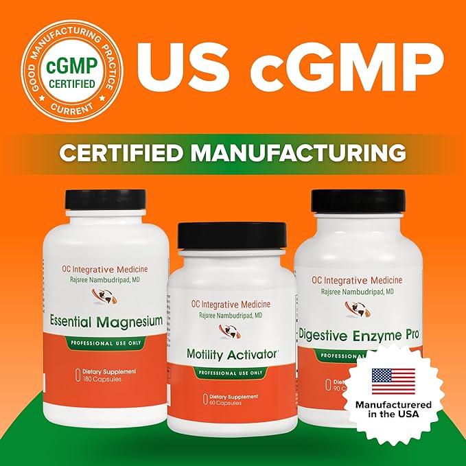 SIBO Bloating Bundle by Dr. Rajsree Essential Magnesium 180 Capsules Motility Activator 60 Capsules and Digestive Enzyme Pro 90 Capsules