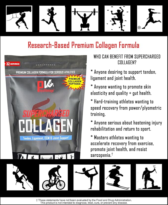PhysiVantage Supercharged Collagen Peptides Powder - Hydrolyzed Collagen for Joint Tendon Ligament &amp Skin Health Support - Chocolate Keto Paleo 16oz | Enhanced with Vitamin C BCAAs Grass-F