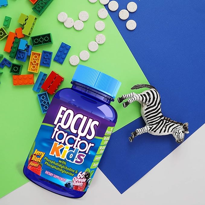 Focus Factor Adults Extra Strength 120 Count - Brain Supplement for Memory &amp Kids Complete Daily Chewable Vitamins: Multivitamin &amp Neuro Nutrient (Brain Function) w/Vitamin B12 C D3-60 Coun