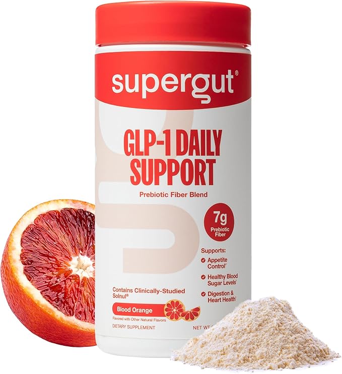 Supergut GLP1 Daily Support Blood Orange - High Fiber GLP-1 Supplement Powder for Women &amp Men - Sugar-Free Drink Mix for Gut Health &amp Digestive Support (18 Servings)