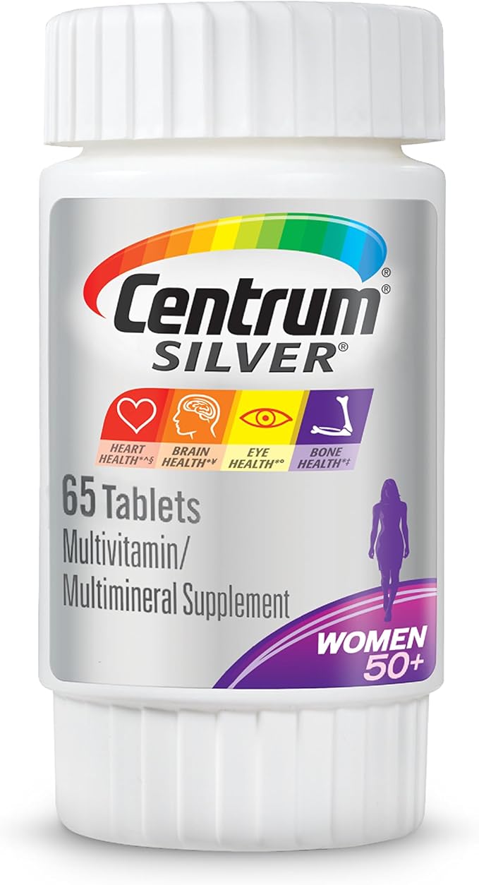 Centrum Silver Women's Multivitamin for Women 50 Plus Multivitamin/Multimineral Supplement with Vitamin D3 B Vitamins Calcium and Antioxidants Gluten Free Non-GMO Ingredients - 65 Count