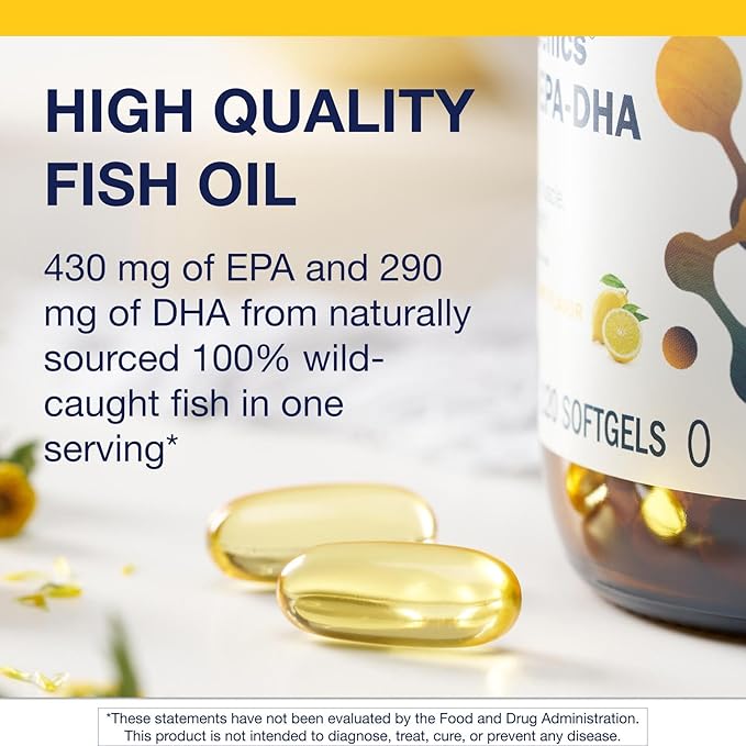 Metagenics OmegaGenics Fish Oil EPA-DHA 720 mg - High Potency Omega-3 Supplement* - Supports Heart Joint Brain &amp Immune Health* - Sustainably Sourced Purity-Tested Fish Oil - 120 Softgels
