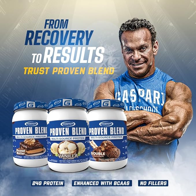 Gaspari Nutrition Proven Blend Multi Source Protein Powder Beef Protein Isolate Whey Concentrate and Whey Isolate Builds Lean Muscle 24g of Protein (28 Servings Vanilla Ice Cream)