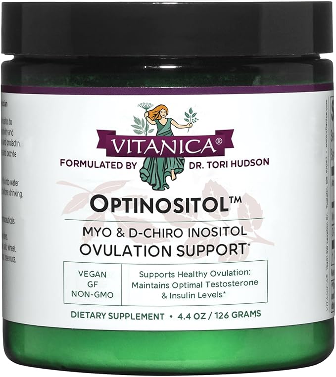 Vitanica Optinositol Dr Formulated Myo-Inositol &amp D-Chiro Inositol Powder 4100 mg 30 Day Supply Ovulation and Fertility Support Supplement for Women Gluten Free Non-GMO Vegan 4.4 Ounce