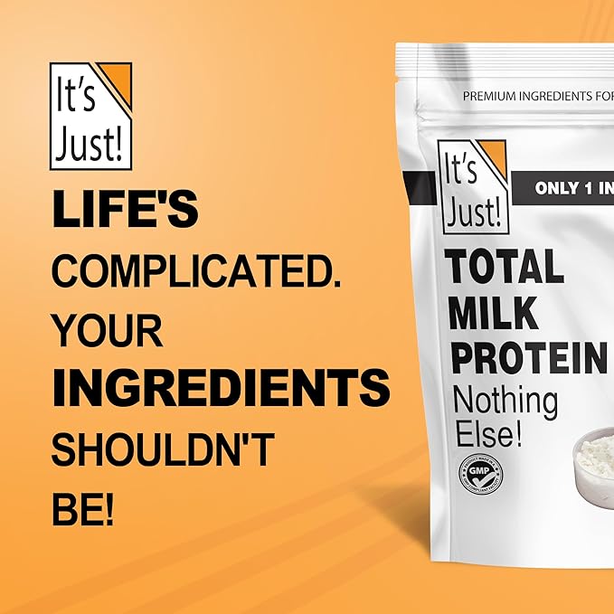 It's Just! - Total Milk Protein Concentrate Powder GLP-1 Friendly Naturally 80% Casein / 20% Whey rBSH/RBST Hormone Free No Added Sugar MPC-85 (1 Pound Unflavored)