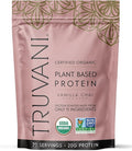 Truvani Vegan Pea Protein Powder | Vanilla Chai | 20g Organic Plant Based Protein | 20 Servings | Keto | Gluten &amp Dairy Free | Low Carb | No Added Sugar