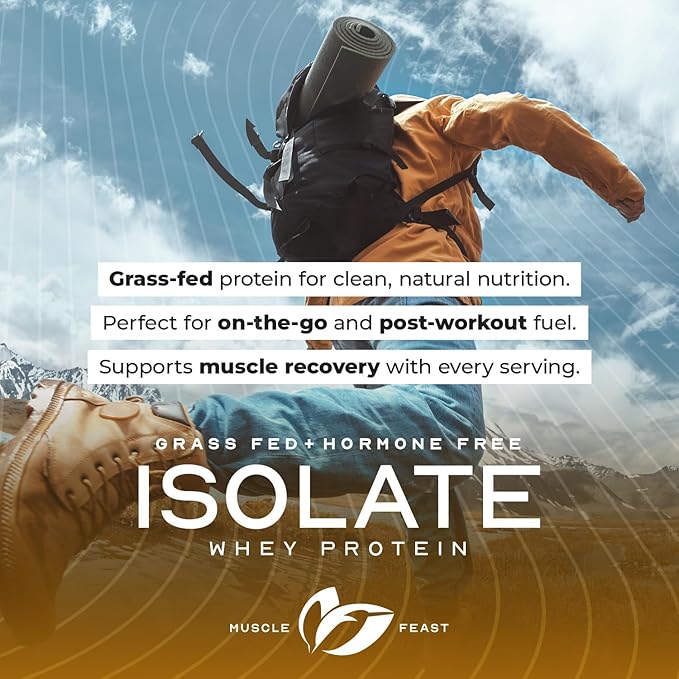 Muscle Feast Grass-Fed Whey Protein Isolate All Natural Hormone Free Pasture Raised Whey Isolate Protein Powder for Men and Women Clean Gluten-Free Delicious Isolate Protein - Birthday Cake 2lb