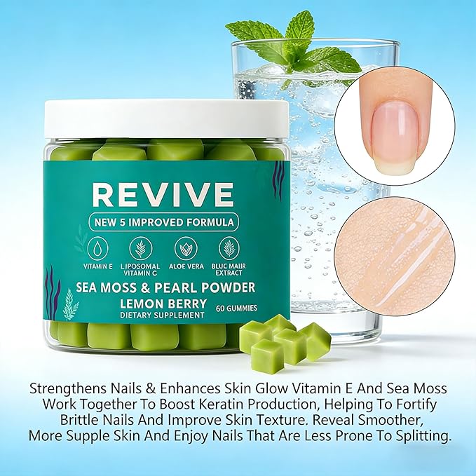 2026 New Hair Revive Gummies Professional Revive Hair Gummies with Vitamin C Vitamin E Hair Growth for Women &amp Men - Sea Moss for Hair Loss Hair &amp Skin Support Vegan Non-GMO 60 Gummies (2
