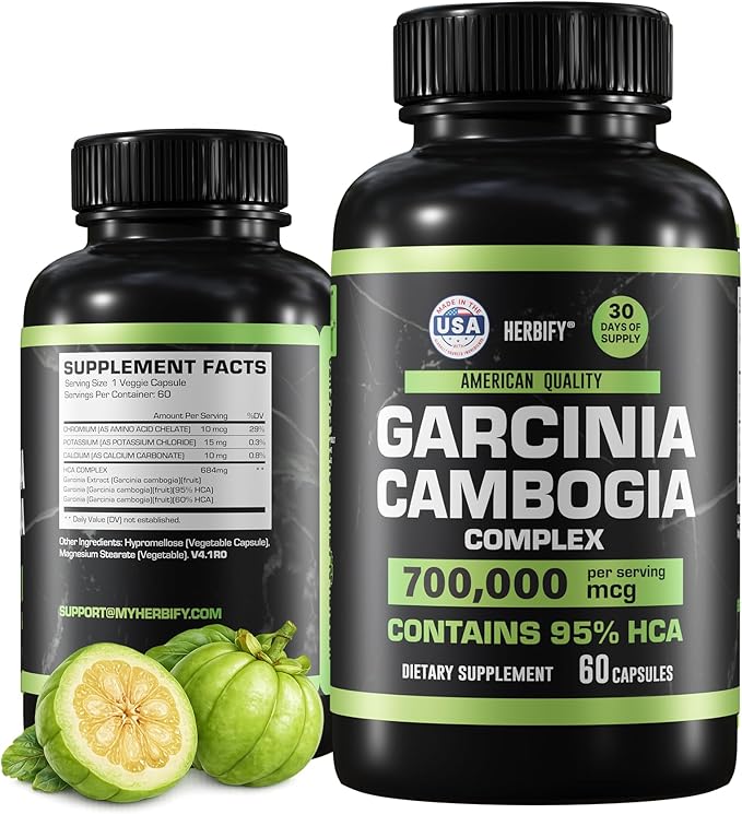 Garcinia Cambogia Wellness Support Supplement for Women &amp Men - Herbal Extract with Antioxidant Properties - Energy Booster for Daily Vitality and Digestive Support - 60 Count