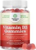 Natures Craft Vitamin D Gummies for Adults - Daily Immune Support Gummies with Vegan Vitamin D3 2000IU - D3 for Adults Wellness Non GMO Gluten Free - 120 Count (Pack of 1)