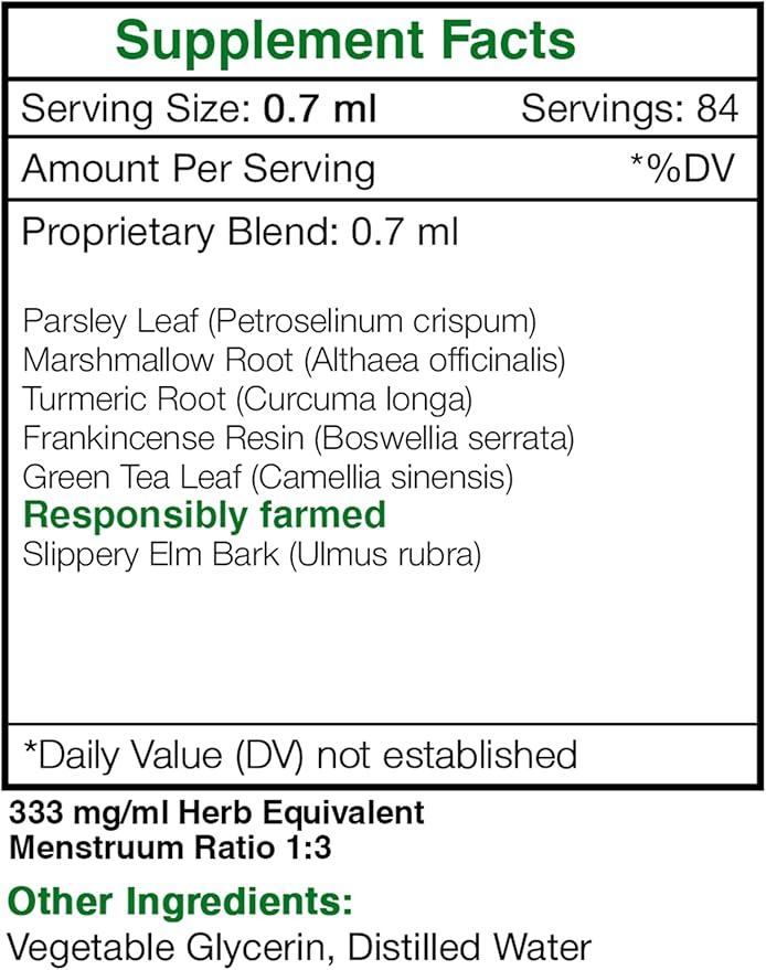 Tribal Crohn's Herbal Extract Alcohol-Free Tincture Glycerite Slippery Elm Parsley Marshmallow Turmeric Frankincense Green Tea. Gut and Bowel Formula 2 oz
