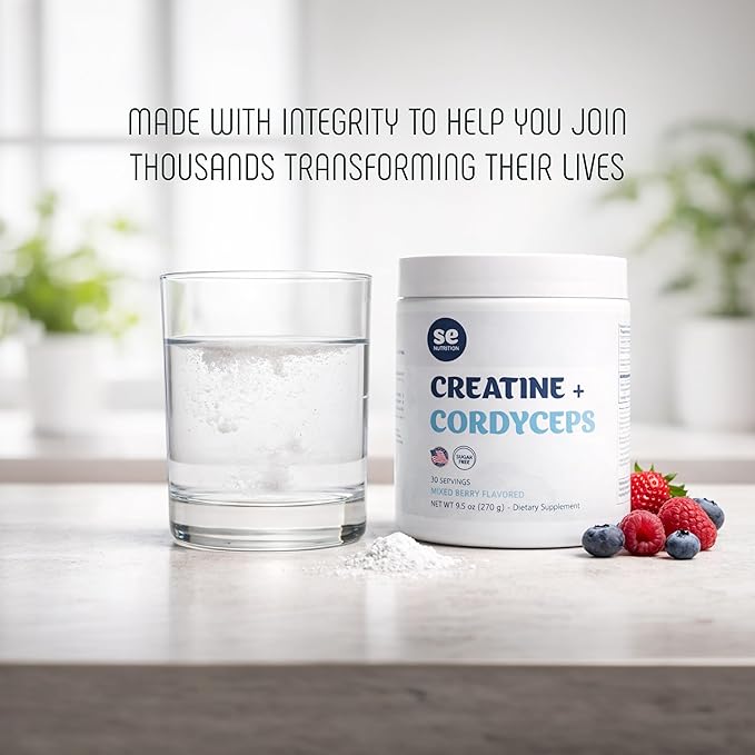 Creatine Monohydrate with Cordyceps &amp Hydrolyzed Collagen – Clean Energy &amp Performance Support – Daily Supplement – Made in USA – 9.5 oz