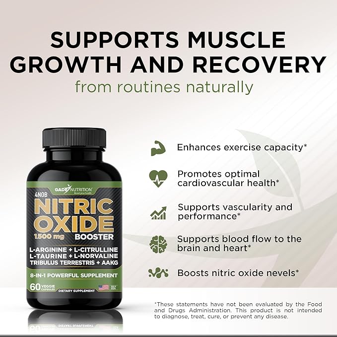 Gade Nutrition Ashwagandha with Maca Root Horny Goat Weed Turkesterone Tribulus Terrestris Panax Ginseng + Nitric Oxide Booster - Bundle for Energy Vitality Performance Pump