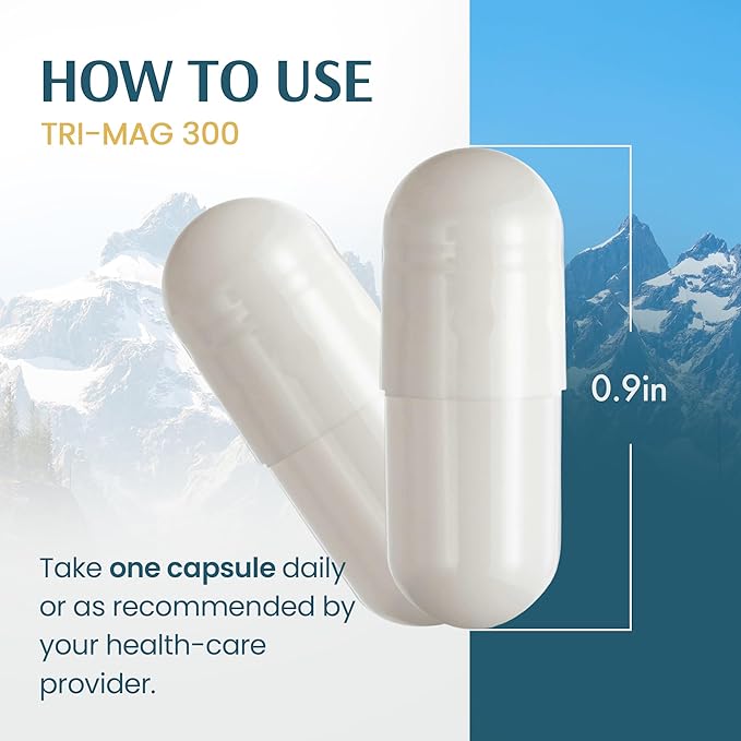 Vykee Nutrition Tri-Mag 300 Triple-Source Magnesium Complex – Supports Heart Nerve and Bone Health – Vegan Non-GMO Gluten-Free – 300 mg 120 Count