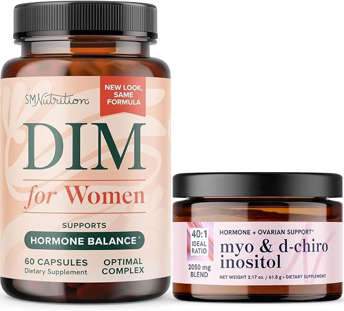 Myo-Inositol Powder Complex and Women's DIM Supplement | Hormone Balance Bundle with Ideal 40:1 Ratio Myo-Inositol &amp D-Chiro Inositol Powder (30 Servings) and DIM Supplement for Women (60 Servings