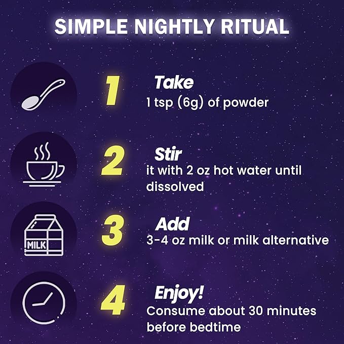 Mushroom Hot Cocoa Melatonin-Free Natural Herbal Sleep Powder with Jujube Seed Magnesium Glycinate GABA L-Theanine &amp 14 Mushroom Extracts | Calm Relaxation &amp Immune | hot chocolate 30 Se