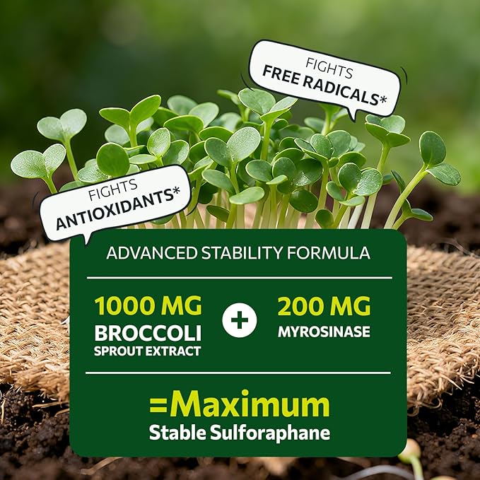 Sulforaphane Supplement from Broccoli Sprouts DIM and CDG Triple Blend Natural Enzyme Myrosinase for High Sulforaphane Broccoli Supplement for Detox Antioxidant and Balance 120 Vegan Softgels