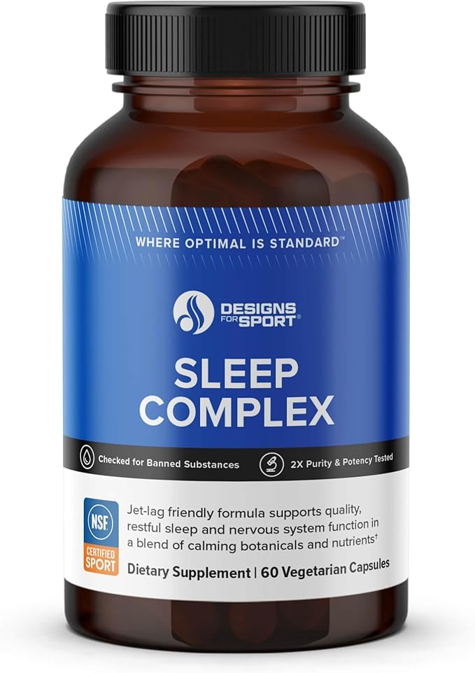 Designs for Sport Sleep Complex - Supports Relaxation &amp Restful Sleep* - Nutrients &amp Botanicals with Neurotransmitter Precursors - NSF Certified for Sport - 60 Vegetarian Capsules