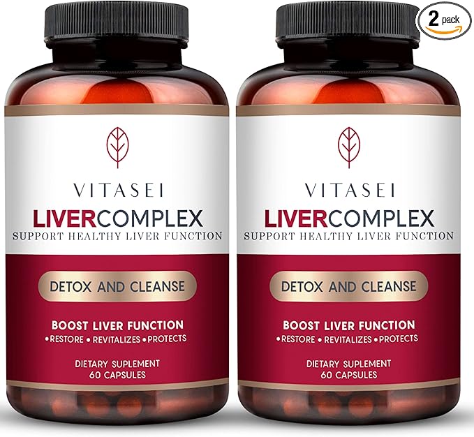 VITASEI Liver Cleanse Detox &amp Repair Liver Complex W/Milk Thistle Extract Garcinia Curcumin C3 Support Herbal Dietary Supplement Detox Formula for Women &amp Men 60 Capsule (Pack of 2)