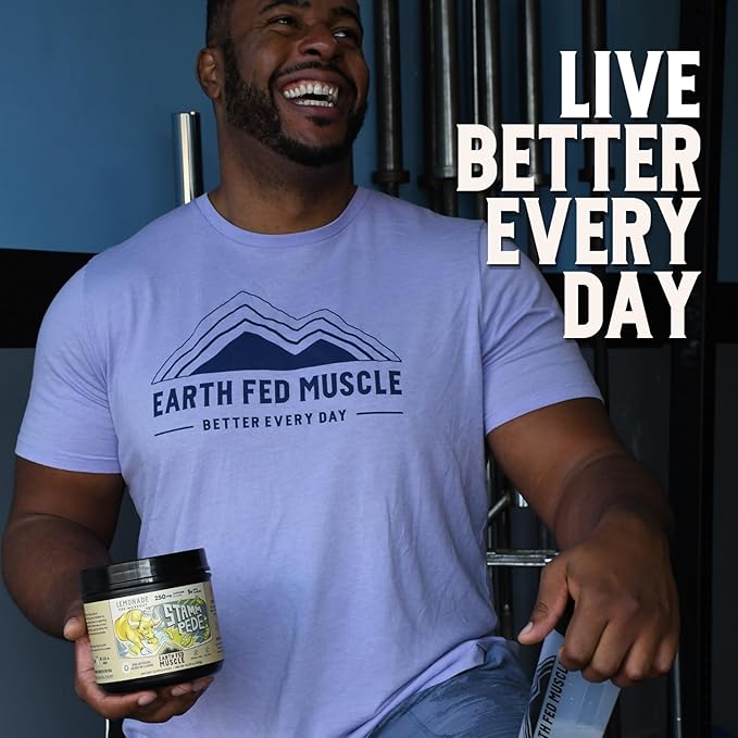 Earth Fed Muscle Stammpede Pre Workout Powder Lemonade Flavor 250mg Caffeine Powder 5g Beta Alanine Citrulline Taurine &amp Tyrosine Gluten &amp Sugar Free Pre Workout Keto Friendly 26 Servi