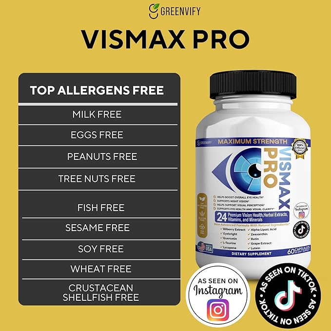 Vision Pro Max Eye Health Supplement 24 Premium Herbal Extracts Vitamins &amp Minerals 60 Capsules (5)