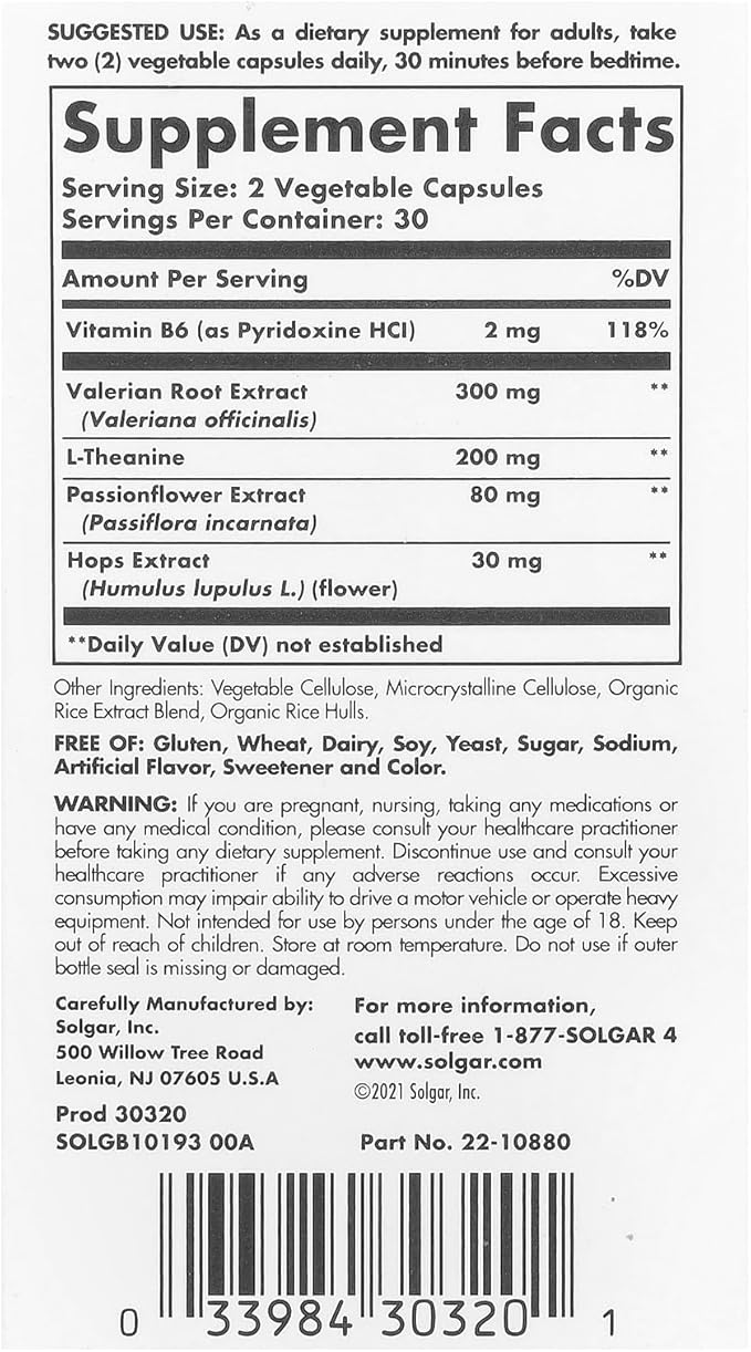 Solgar Sleep &amp Stress Support 60 Vegetable Capsules