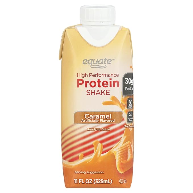 Equate High Performance Protein Shake Meal Replacement 30g Protein Low Sugar Gluten Free Lactose Free Nutritional Shake Ready to Drink for Workout Recovery and Muscle Gain 11 oz