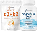 Micro Ingredients Vitamin D3 5000iu + K2 100mcg Softgels &amp Magnesium Oxide 400mg Bundle Pack | Essential Sunshine Vitamins | Elemental Form for Max Concentration