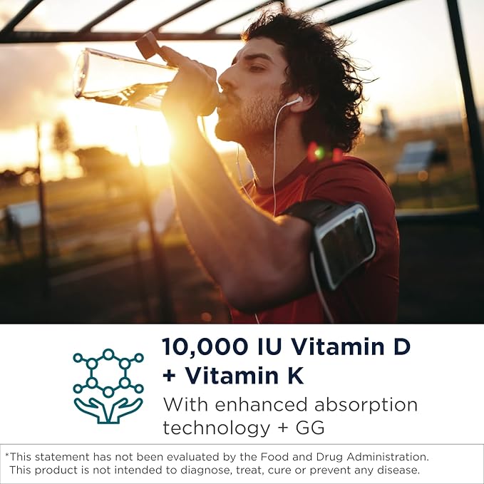 Designs for Health D-Evail 10K - 10000 IU Vitamin D Supplement with Vitamin K (K1 K2 as MK-4) + GG - Bone Cardiovascular + Immune Support - Improved Bioavailability Vitamin D3 (60 Softgels)