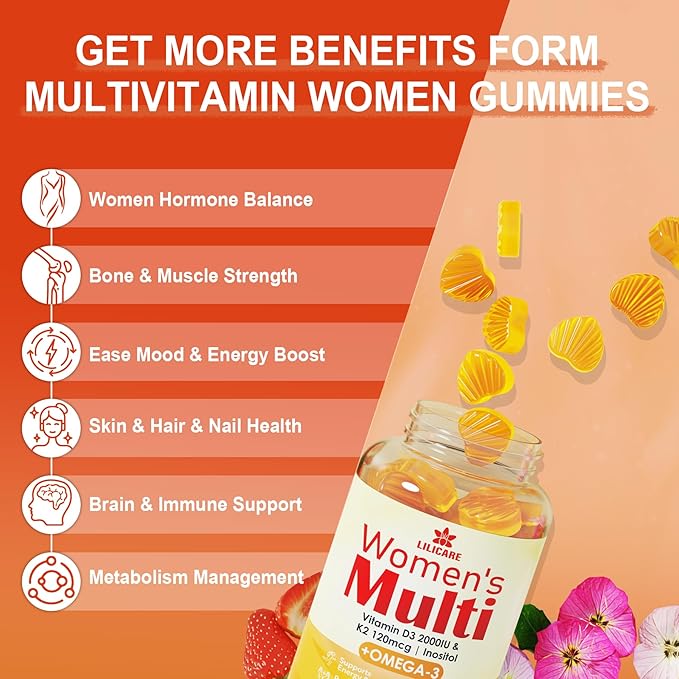 Womens Multivitamin Gummies Vegan Omega3 Gummies 1280mg